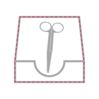 Scissors in a box icon