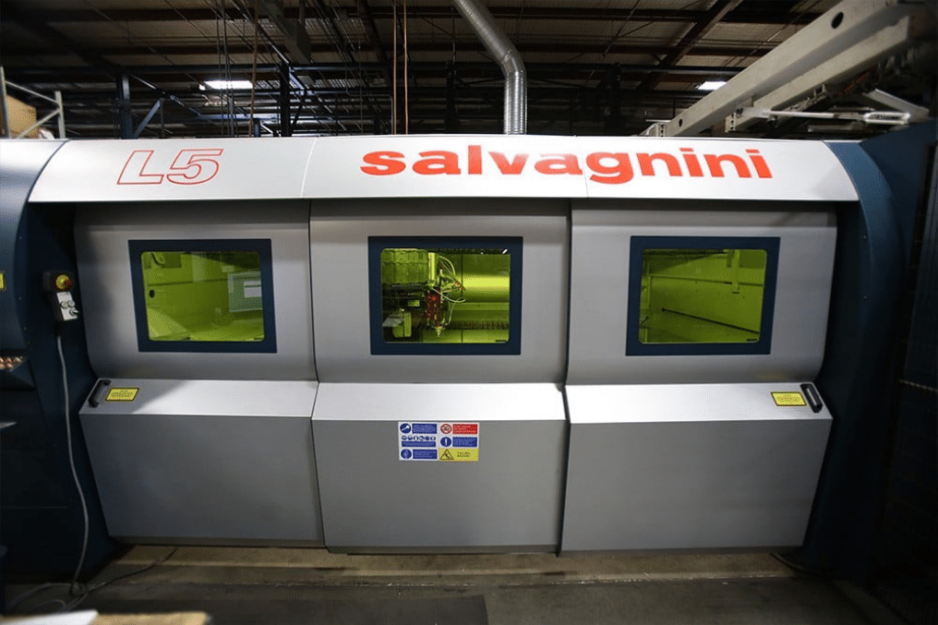 Salvagnini L5 laser cutting vinyl-coated stainless steel machine