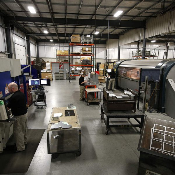 Employees working in prototyping shop